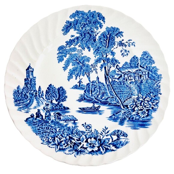 Vintage Other - Swinnertons The Ferry Blue Transferware Bread Plate 6” England